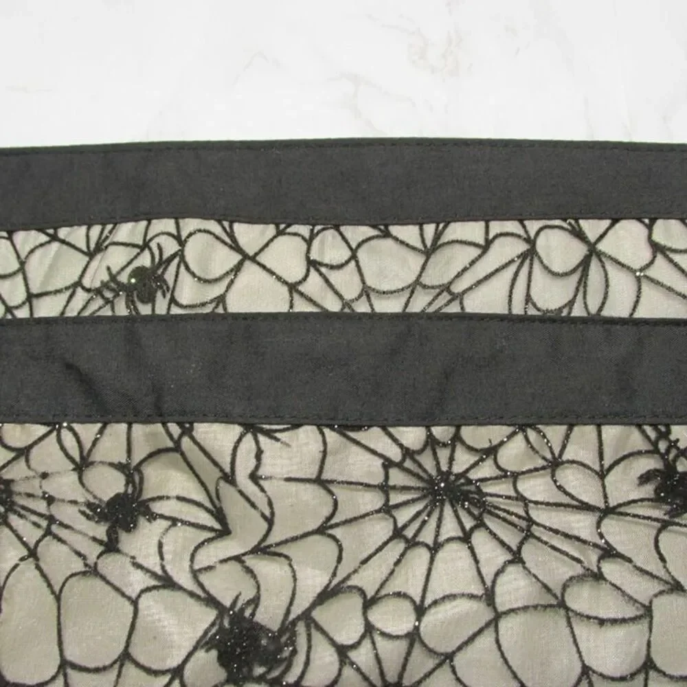 HALLOWEEN BLACK GRAY FLOCKED Bats PLACE MATS  set of 2 Glitter Spiderweb